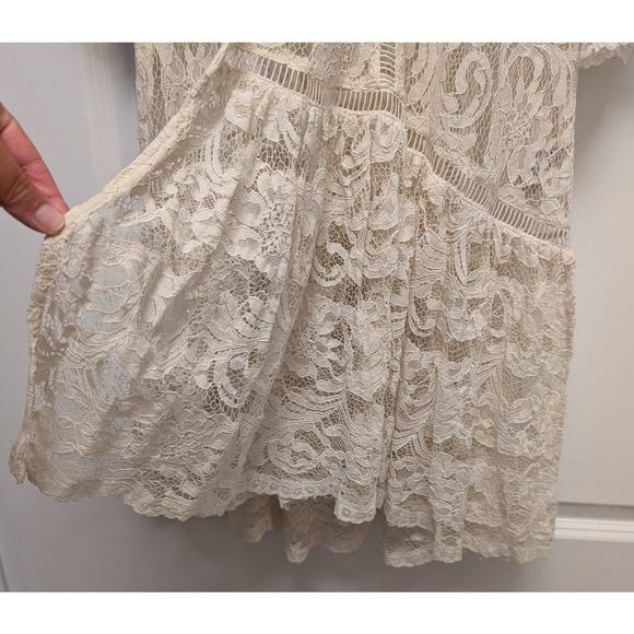 Free People Rhiannon Lace Kimono Ivory Bell Sleeve Ethereal Boho Cottage Maxi - Picture 8 of 8